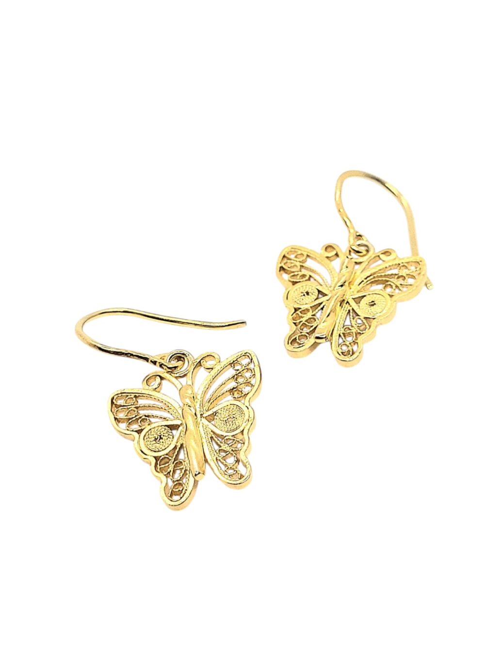 Boucles d'oreilles en argent plaqué or, moyennes, "Butterfly".